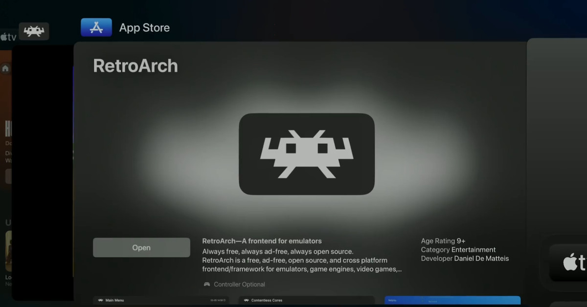 Apple TV video game emulator RetroArch available now