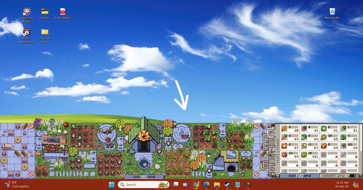Stardew Valley-like idle sim farms while you work